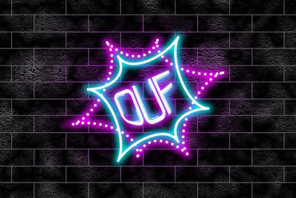 Download Neon Sign on a Brick Wall - Ouf - Neon sign Collection