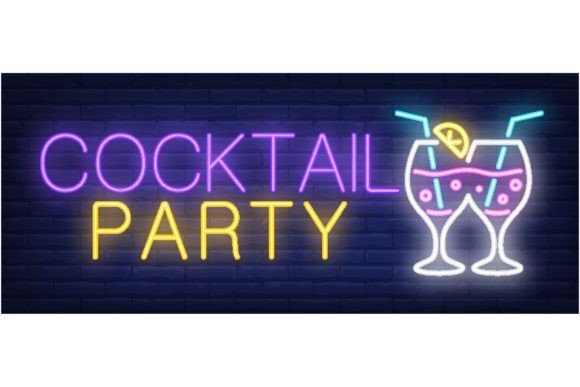 Download Cocktail Party Neon Sign. Clinking Glass - Neon sign Collection