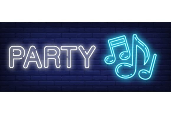 Download Party Neon Sign. Glowing Inscription Wit - Neon sign Collection