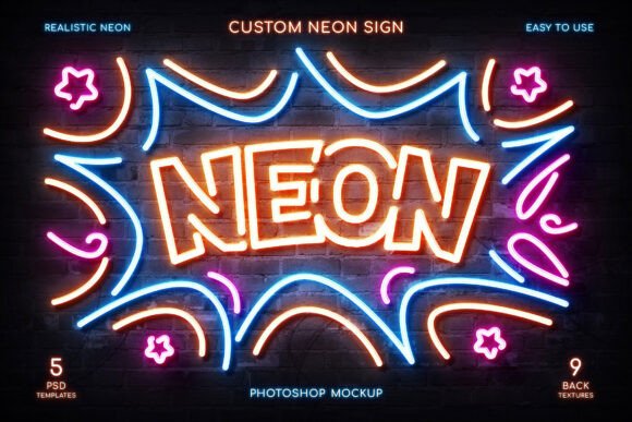 Download Custom Neon Sign Photoshop Mockup - Neon sign Collection