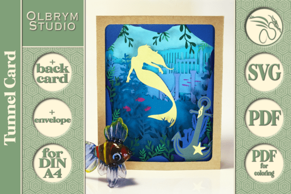 Download Mermaid 3D Tunnel Card SVG PDF - 3d tunnel Collection