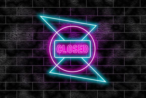 Download Neon Sign on a Brick Wall - Closed - Neon sign Collection