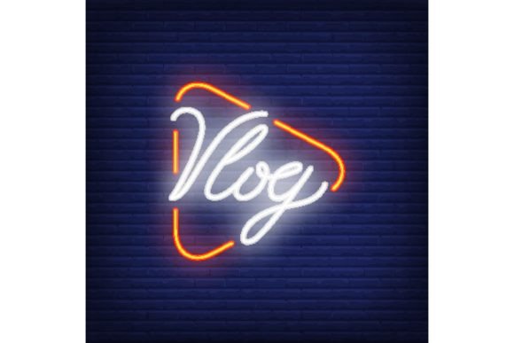 Download Vlog Neon Sign on Brick Wall. Bright Lig - Neon sign Collection