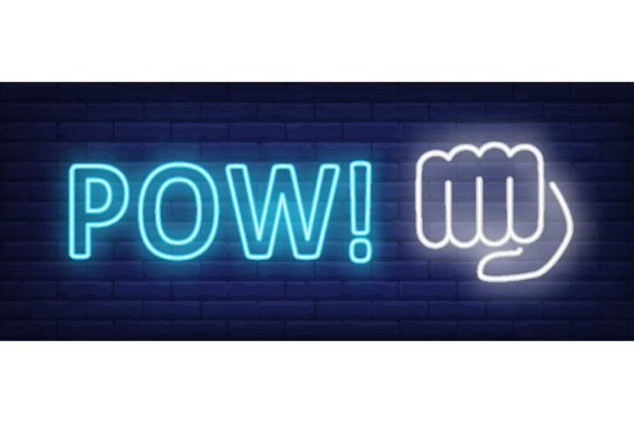 Download Pow Neon Sign. Fist on Brick Wall Backgr - Neon sign Collection