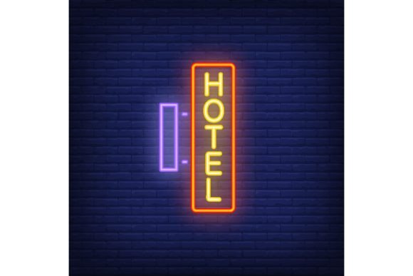 Download Hotel Neon Signboard on Brick Wall. Lumi - Neon sign Collection